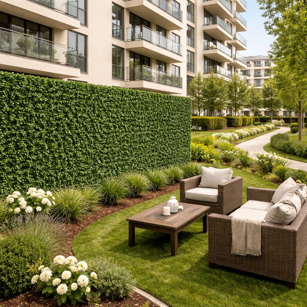 Yapraklı yeşil yapay çit ürün görseli